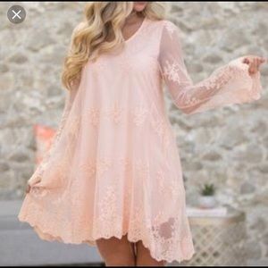 NWT Pink Lily Boutique Peach Lace Dress